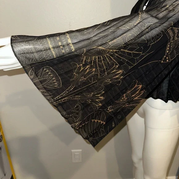CAMILLA *Cobra King* black pleated double layer 2 pc Egyptian print dress top S - Picture 10 of 14